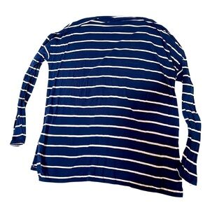 Ava & Viv long sleeve t-shirt scoop neck navy blue & white stripe size 1X